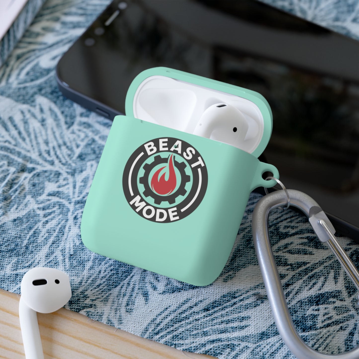 Beast Mode AirPods Case Cover – Black & Red Flame Gear – Personalized with Your Gym Barcode