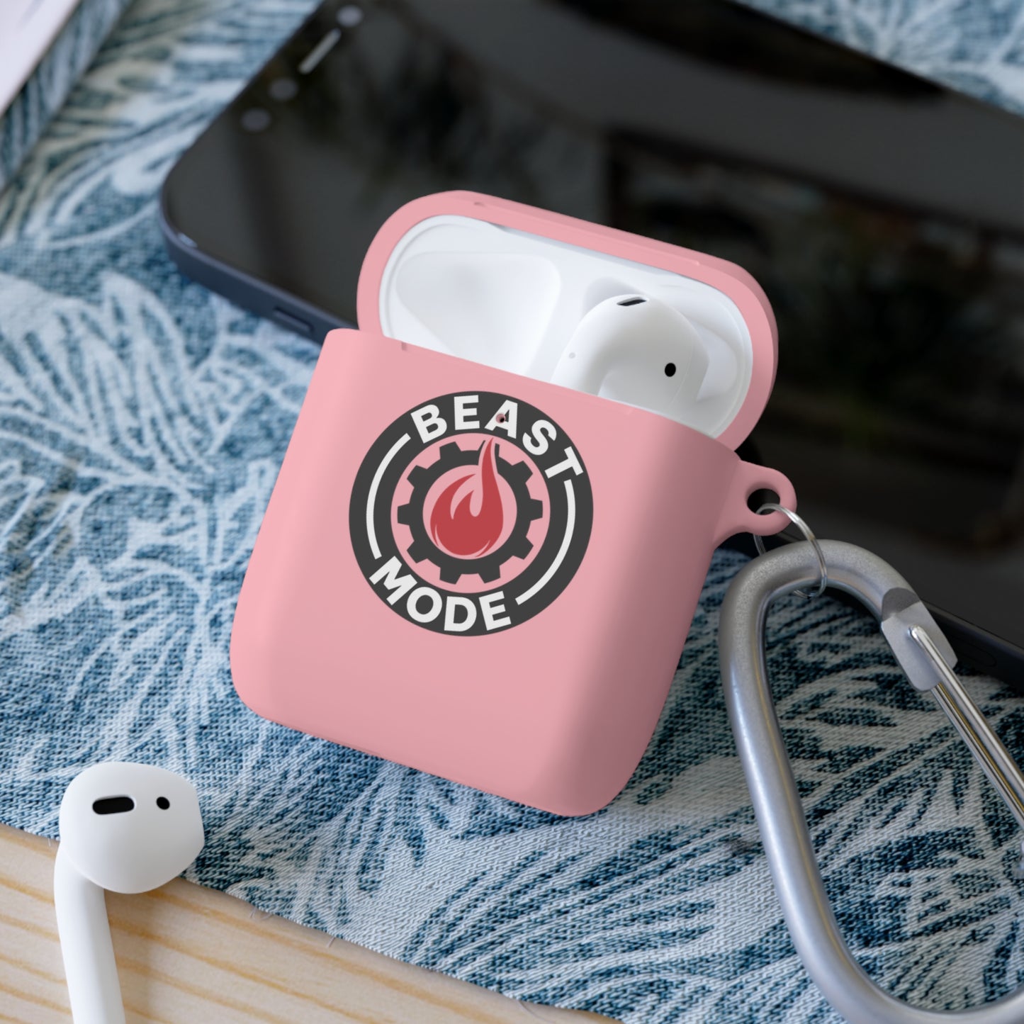 Beast Mode AirPods Case Cover – Black & Red Flame Gear – Personalized with Your Gym Barcode